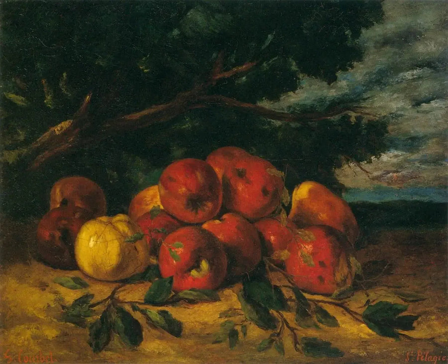 Röda äpplen vid ett träd - Gustave Courbet