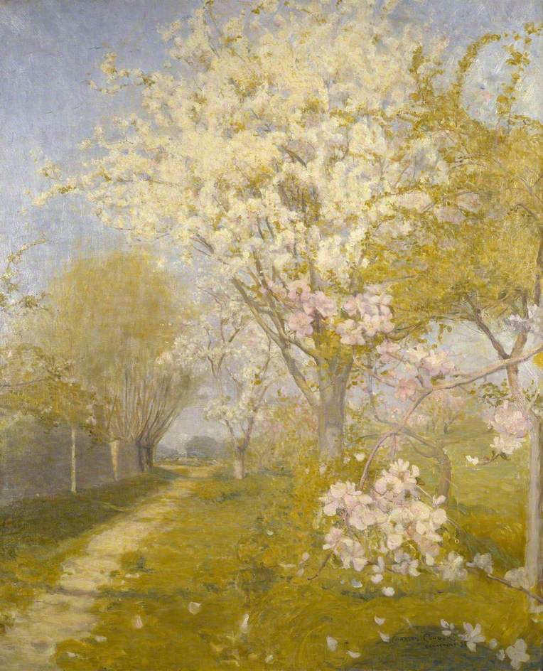 Blommande äppelträd i Dennemont - Charles Conder