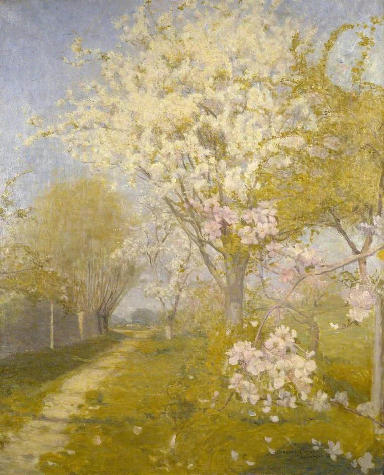 Blommande äppelträd i Dennemont - Charles Conder