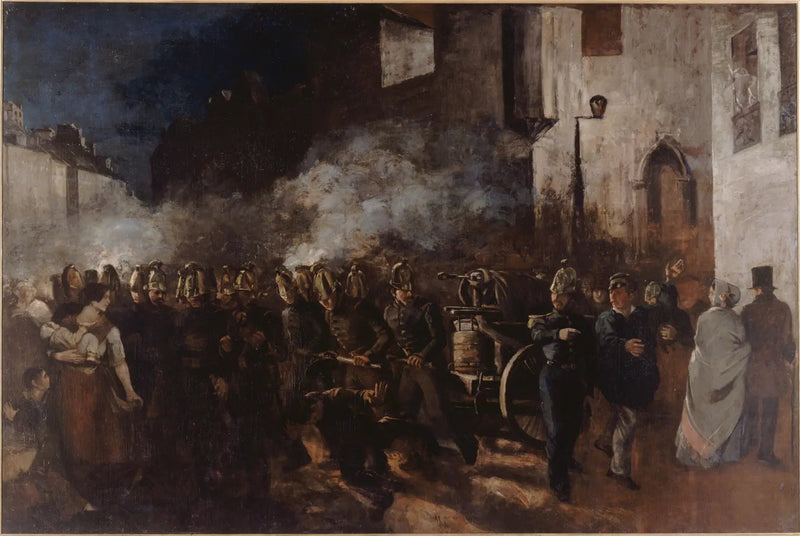 Brandmän som släcker en brand - Gustave Courbet