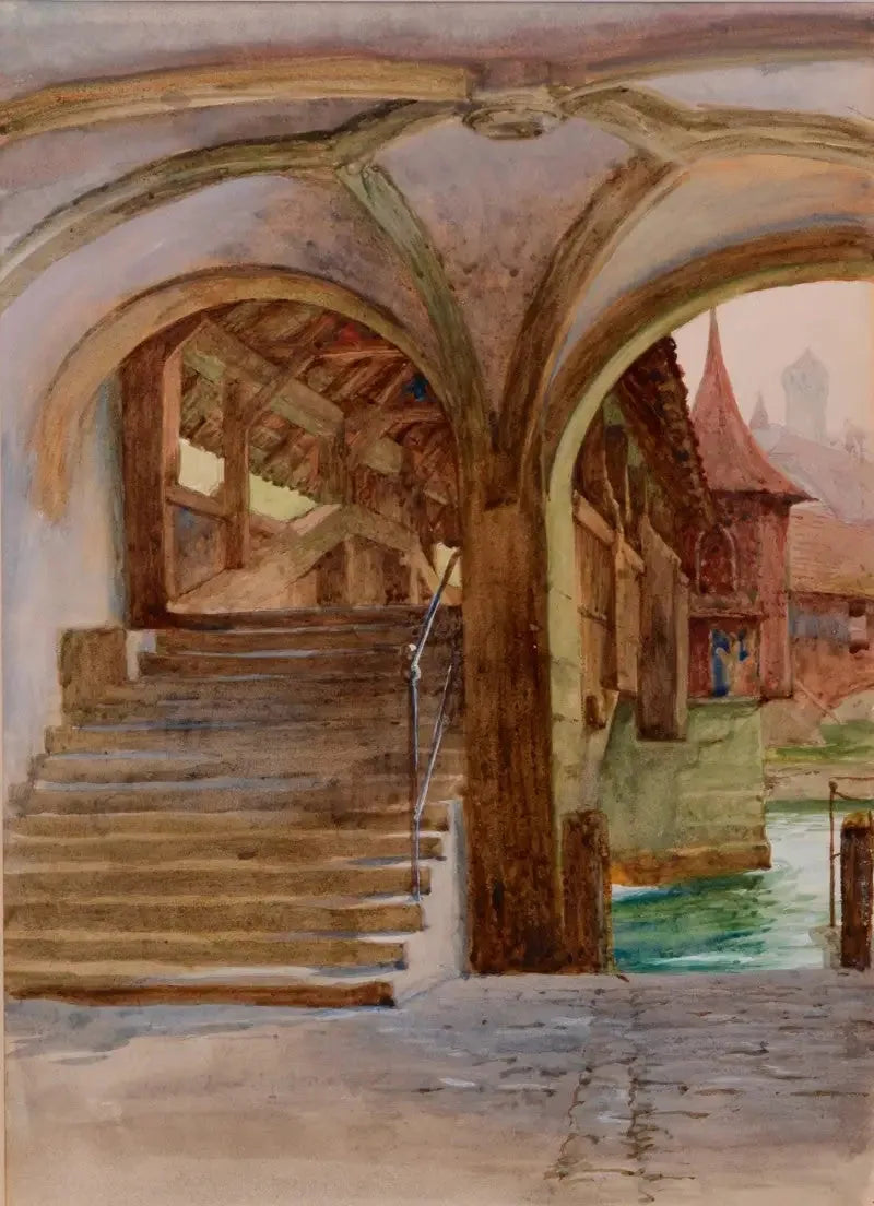 Pont de la Chapelle vid Vierwaldstättesjön - Frank Bernard Dicksee
