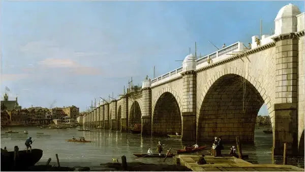 Westminsterbron under konstruktion från sydöstra änden - Canaletto
