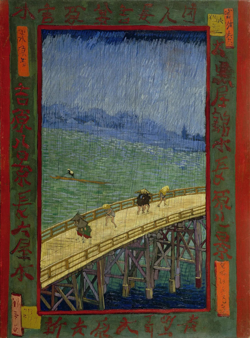 Bro i regnet, efter Hiroshige - Vincent van Gogh
