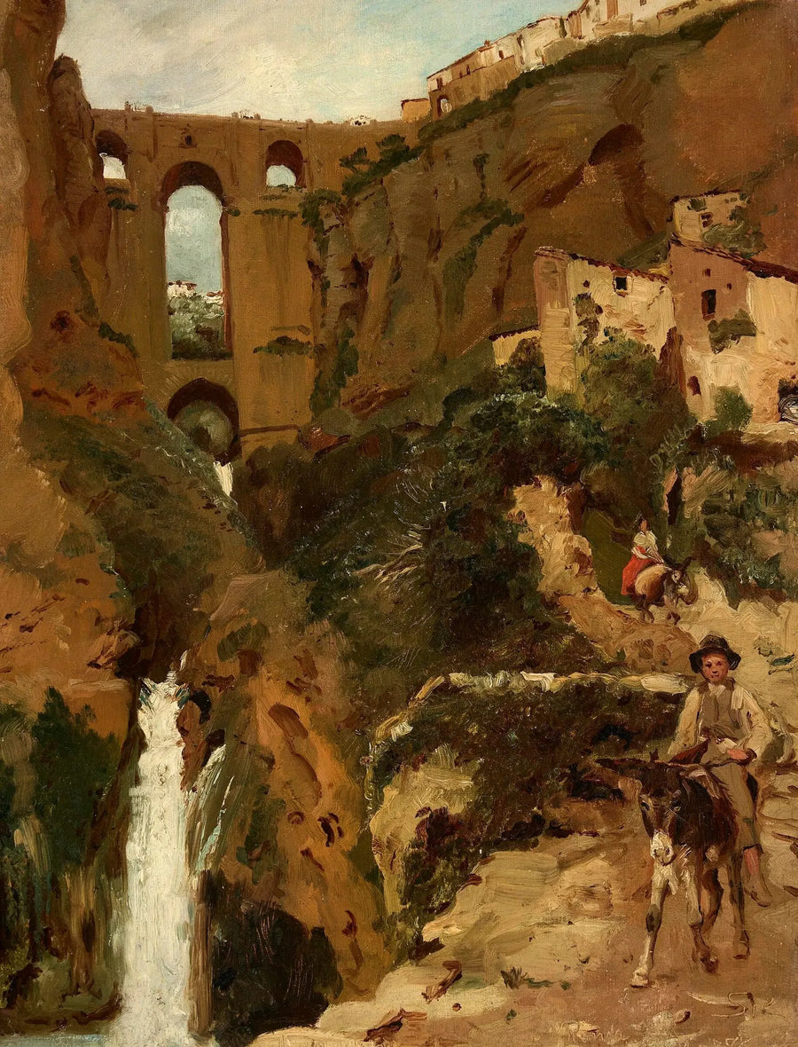 Bro som övervakar en bergsklyfta. Två ryttare. Ronda, Spanien. - Peder Severin Krøyer