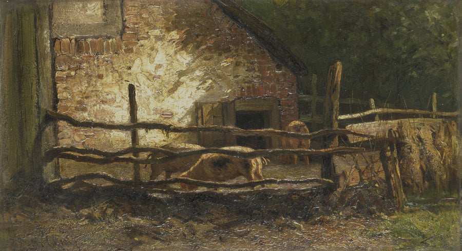 Des porcs dans une étable. - Louis Apol