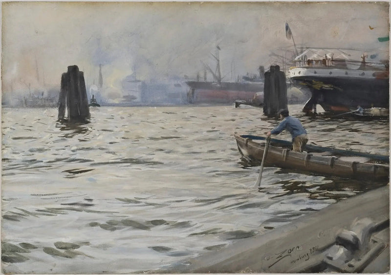 Hamburg hamn - Anders Zorn
