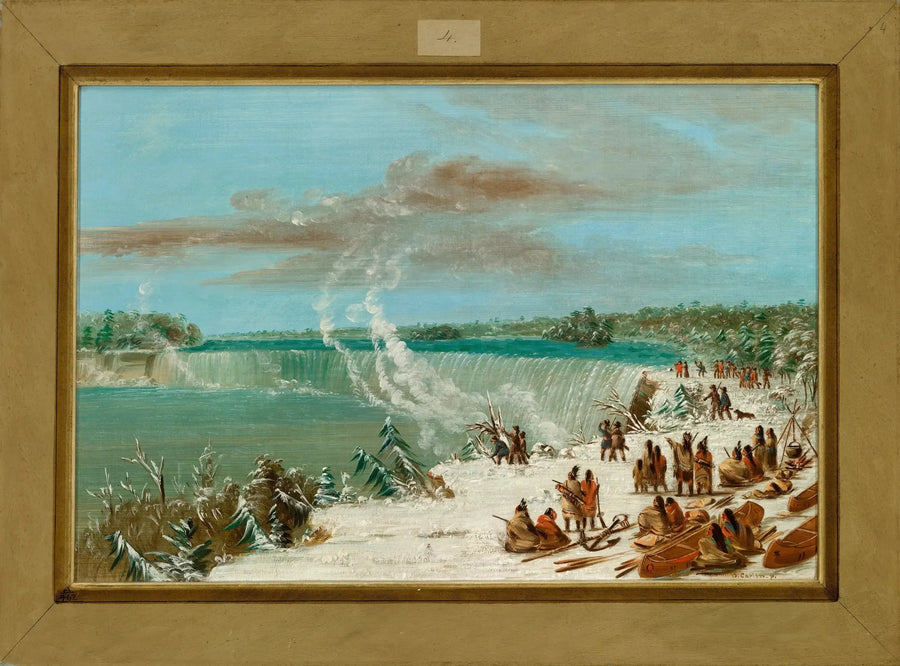 Bärning runt Niagarafallen vid Table Rock - George Catlin
