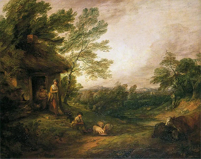 Stugdörr med flicka och grisar - Thomas Gainsborough