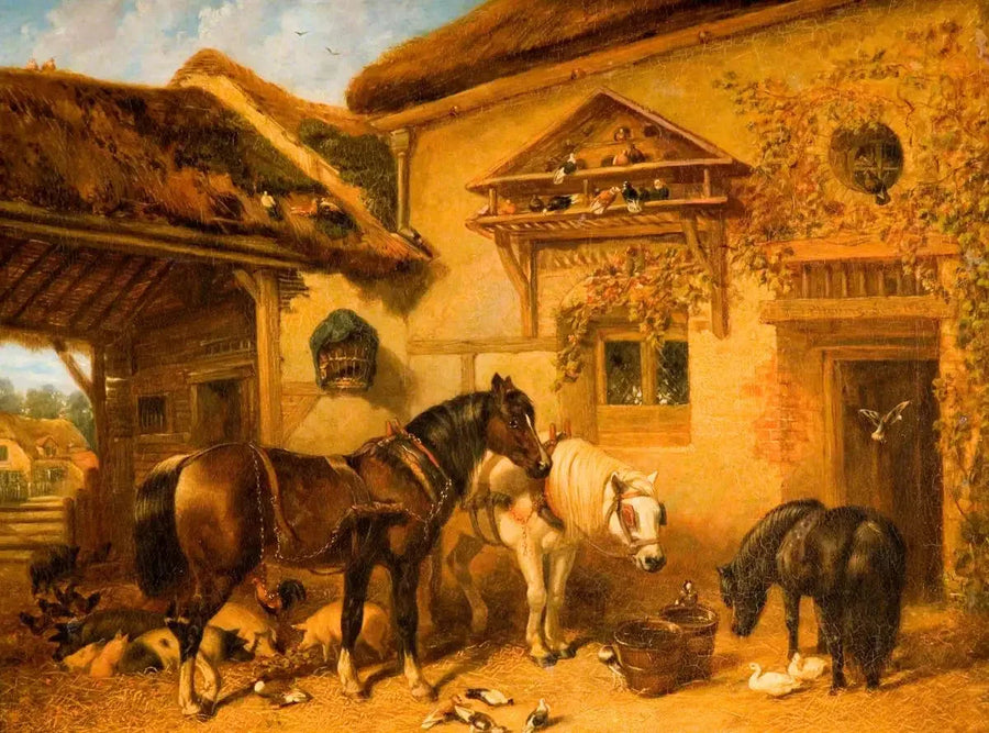 Stugdörr och gård - John Frederick Herring, Sr.