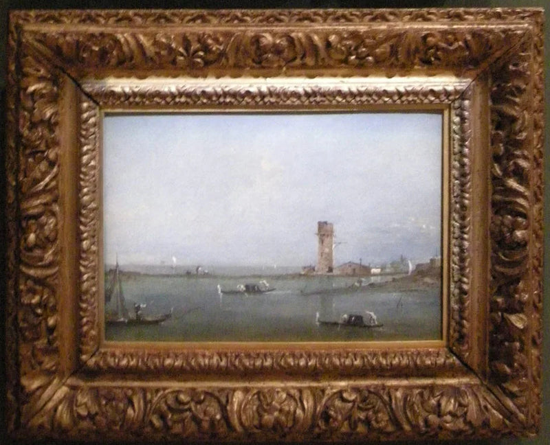 Venetianska dörrar (Vy över den venetianska lagunen med Marghera-tornet) - Francesco Guardi