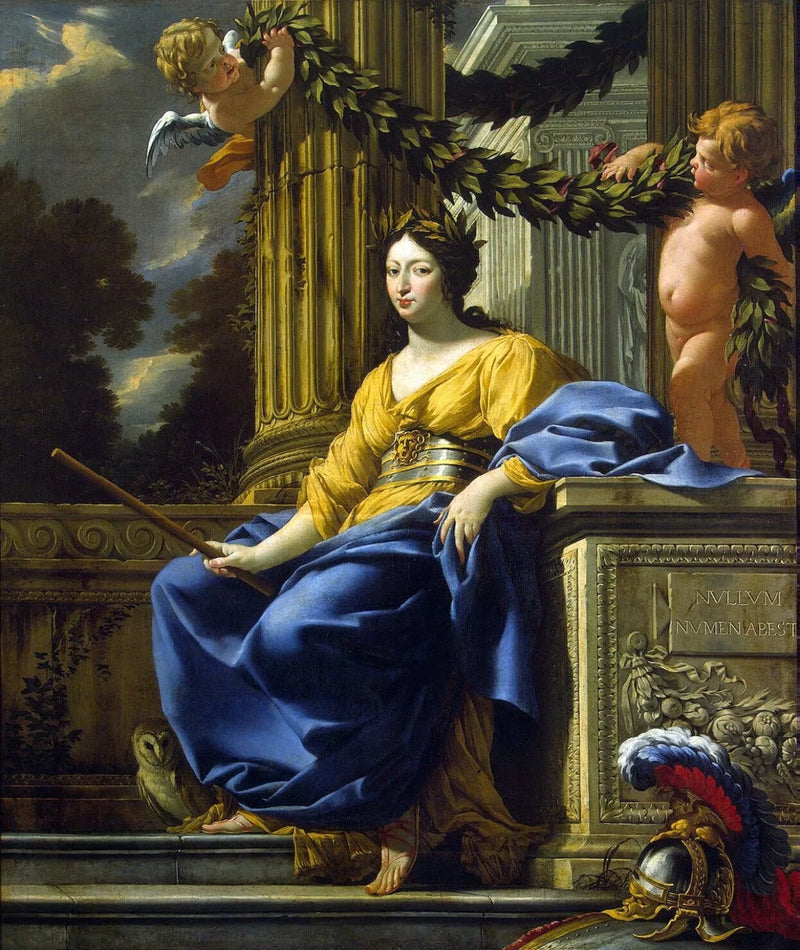 Allegorisk porträtt av Anne av Österrike som Minerva - Simon Vouet