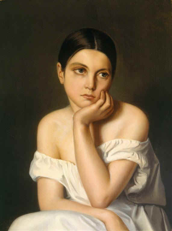 Porträtt av Aline Chasseriau, konstnärens syster - Théodore Chasseriau