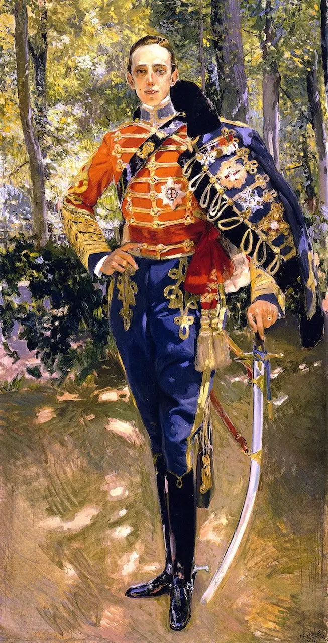Porträtt av Alphonse XIII i husaruniform - Joaquín Sorolla
