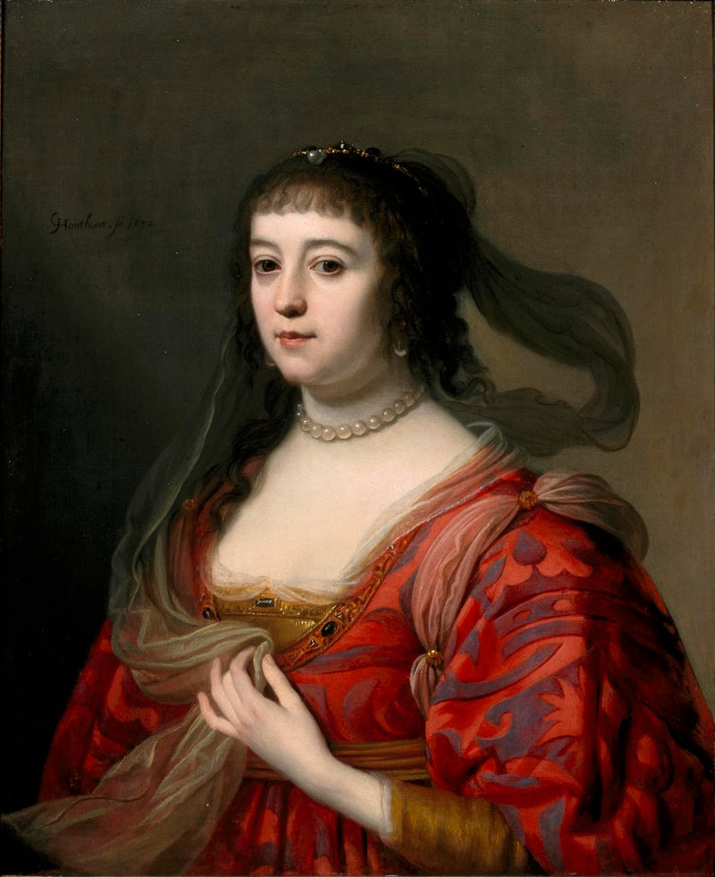 Porträtt av Amalia van Solms - Gerrit van Honthorst