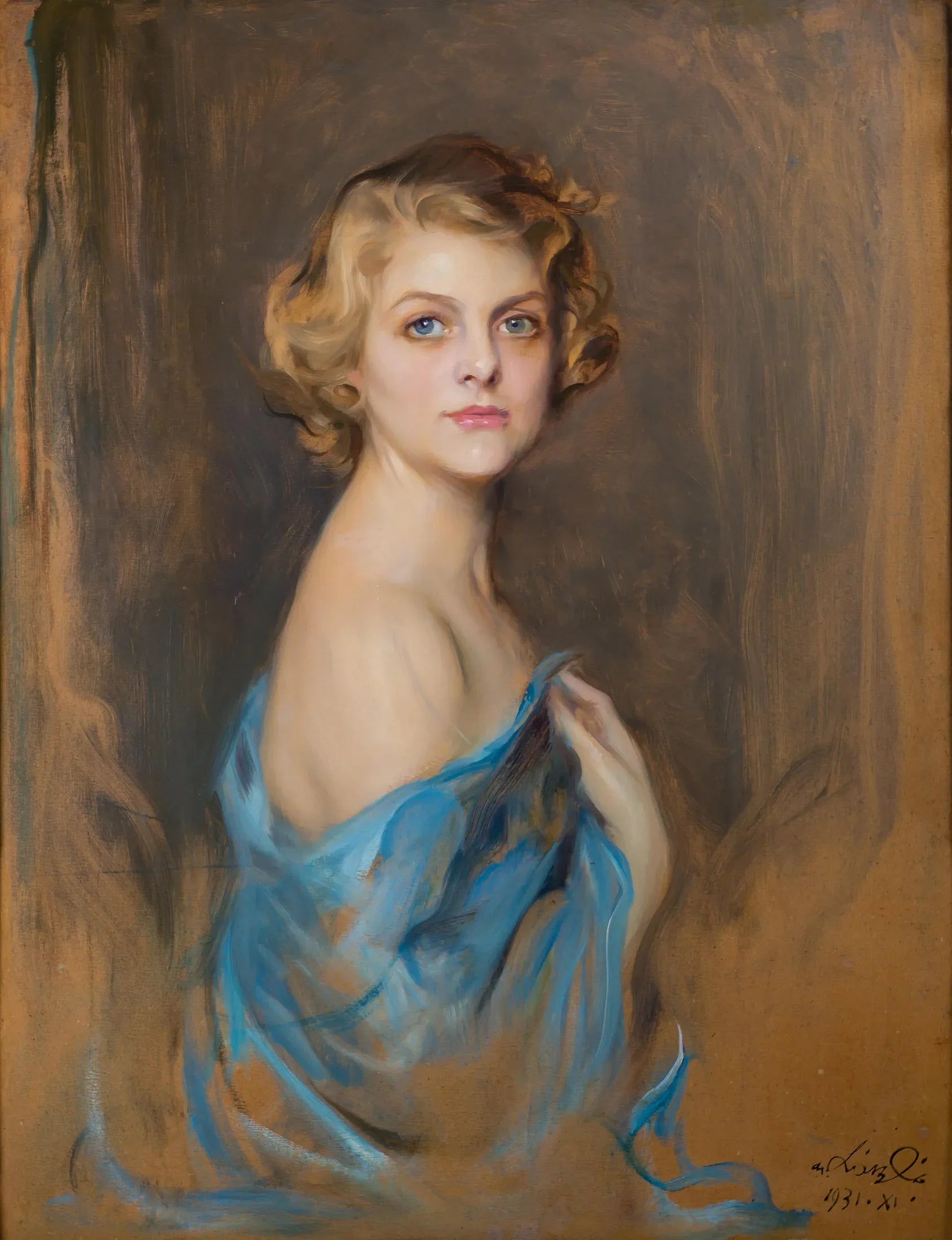 Portrait d'Anita Strawbridge, Mme Theodore P. Grosvenor - Philip de László image 1 copie de tableau peinte à la main