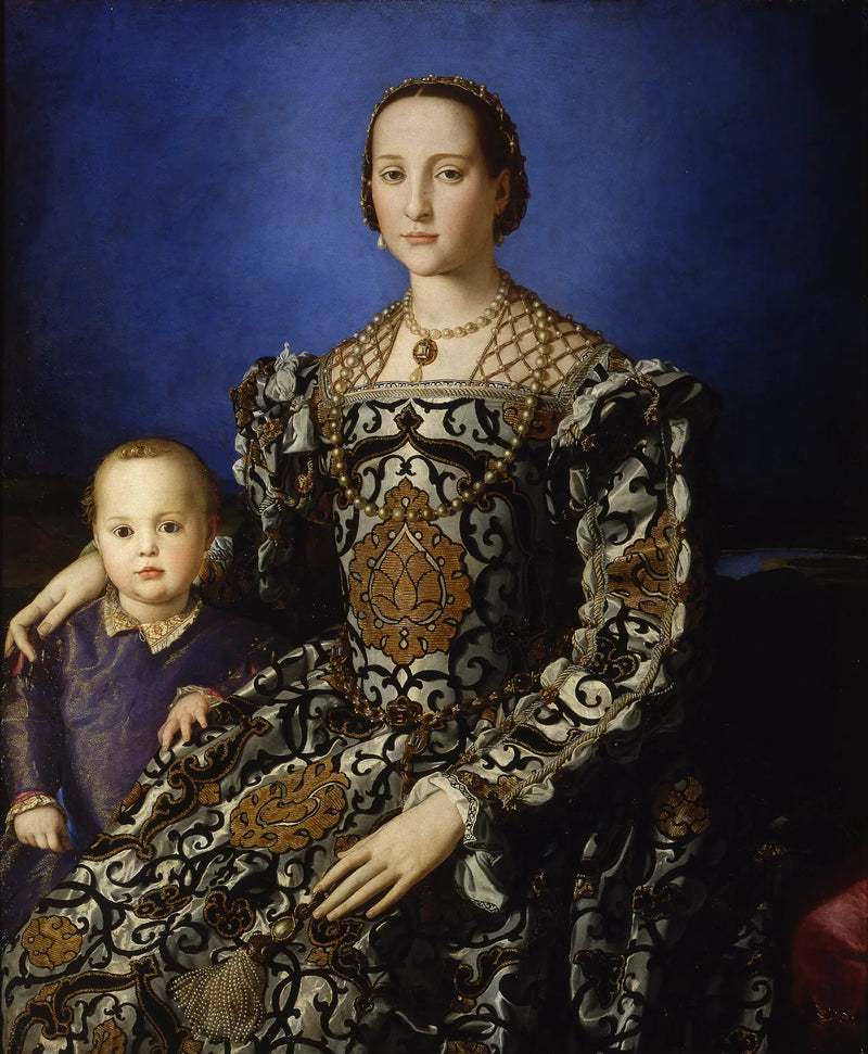 Porträtt av Éléonore de Tolède och hennes son Giovanni de Médicis - Bronzino