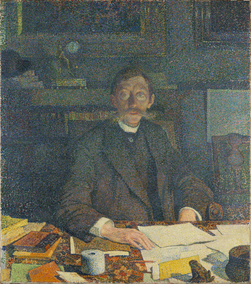 Porträtt av Emile Verhaeren i sitt arbetsrum, rue du Moulin i Saint-Josse-Ten-Noode - Théodore van Rysselberghe