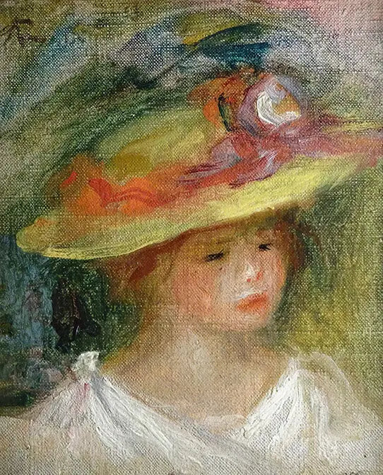 Barnporträtt med hatt - Pierre-Auguste Renoir