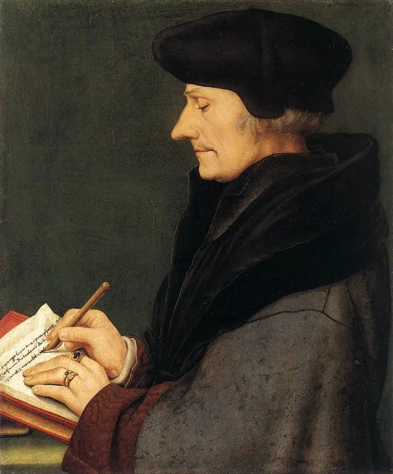 Erasmus av Rotterdam porträtt som skriver - Hans Holbein den yngre