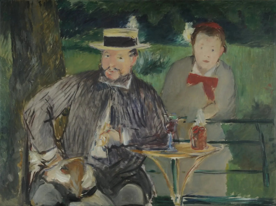 Porträtt av Ernest Hoschede och hans dotter Marthe - Édouard Manet