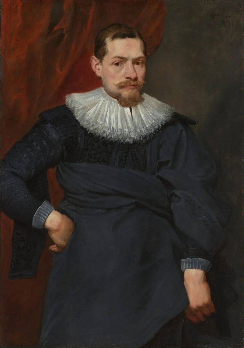 Porträtt av en man med jordgubbe, ej majsstärkelse - Antoine van Dyck