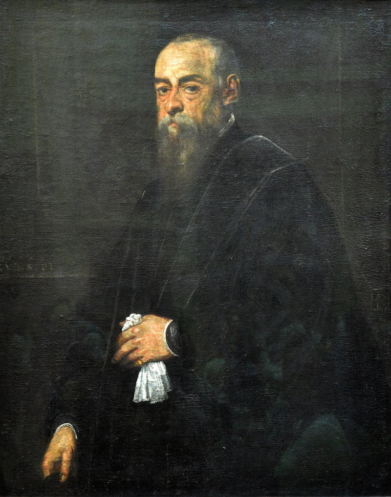 Porträtt av en äldre man som håller en näsduk - Jacopo Tintoretto