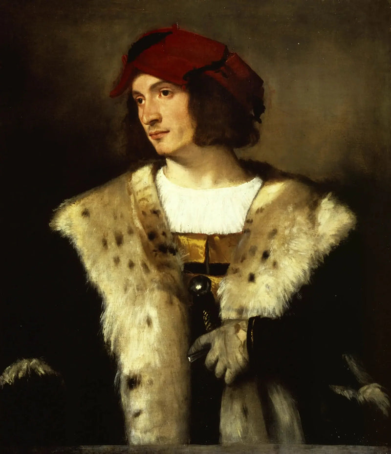 Porträtt av en man med röd hatt - Titian