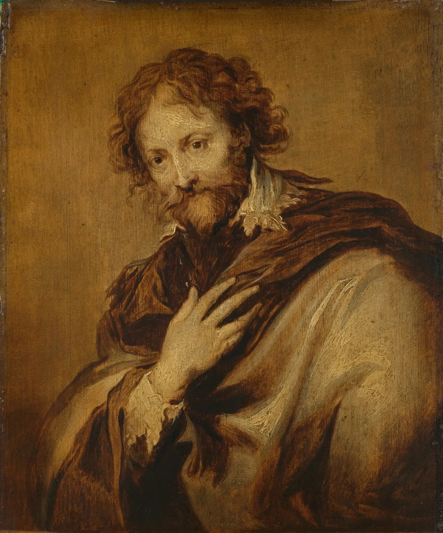 Porträtt av en man, identifierad som Pierre Paul Rubens (1577-1640). Målare och diplomat. - Antoine van Dyck