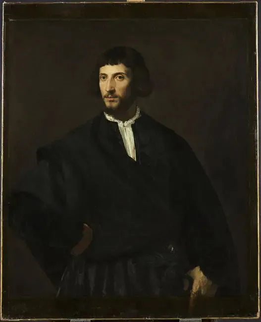 Porträtt av en man, hand i bältet - Titian