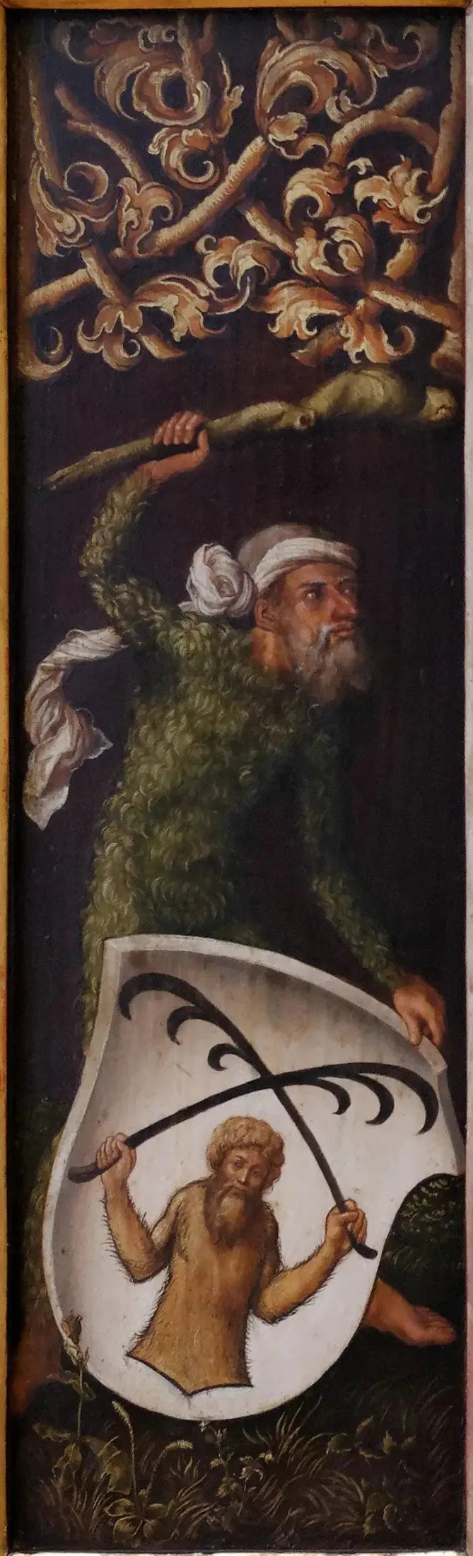Porträtt av Oswolt Krel: "Skogsmän" med Oswolt Krels heraldiska sköldar - Albrecht Dürer