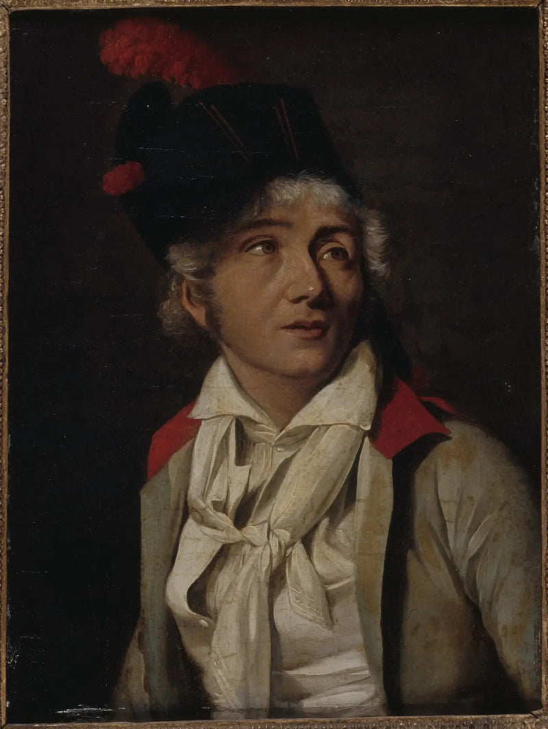 Porträtt av en skådespelare, i vit jacka med röd krage - Louis-Léopold Boilly