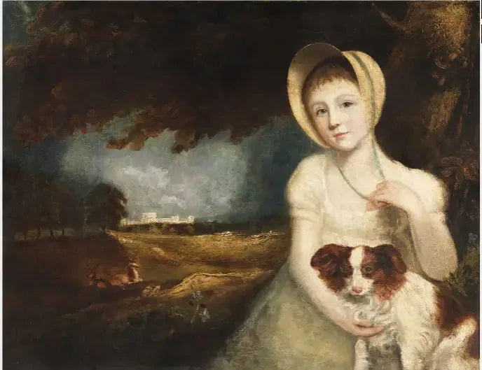 Porträtt av ett barn med en hund - John Constable