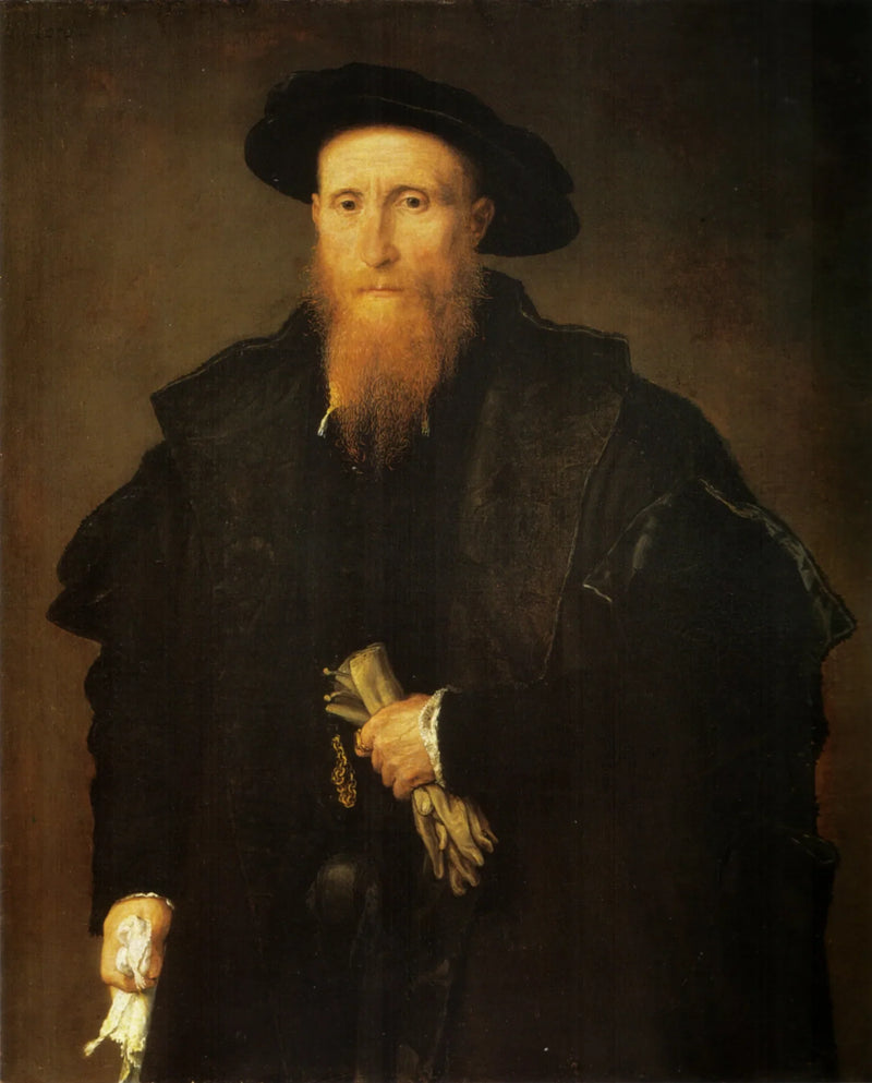 Porträtt av en gentleman med handskar - Lorenzo Lotto