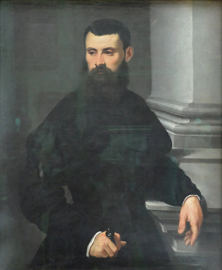 Porträtt av en gentleman, handen på svärdet - Jacopo Tintoretto