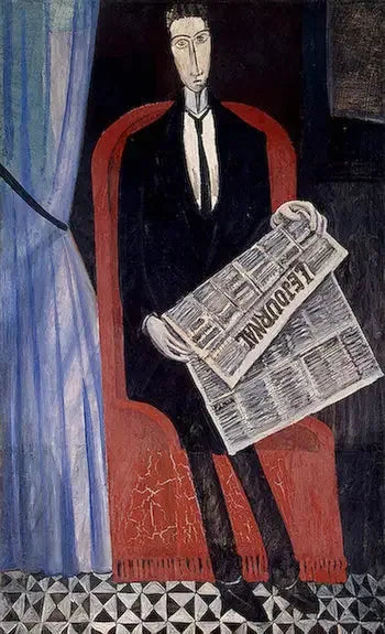 Porträtt av en man med tidning (Chevalier X) - André Derain