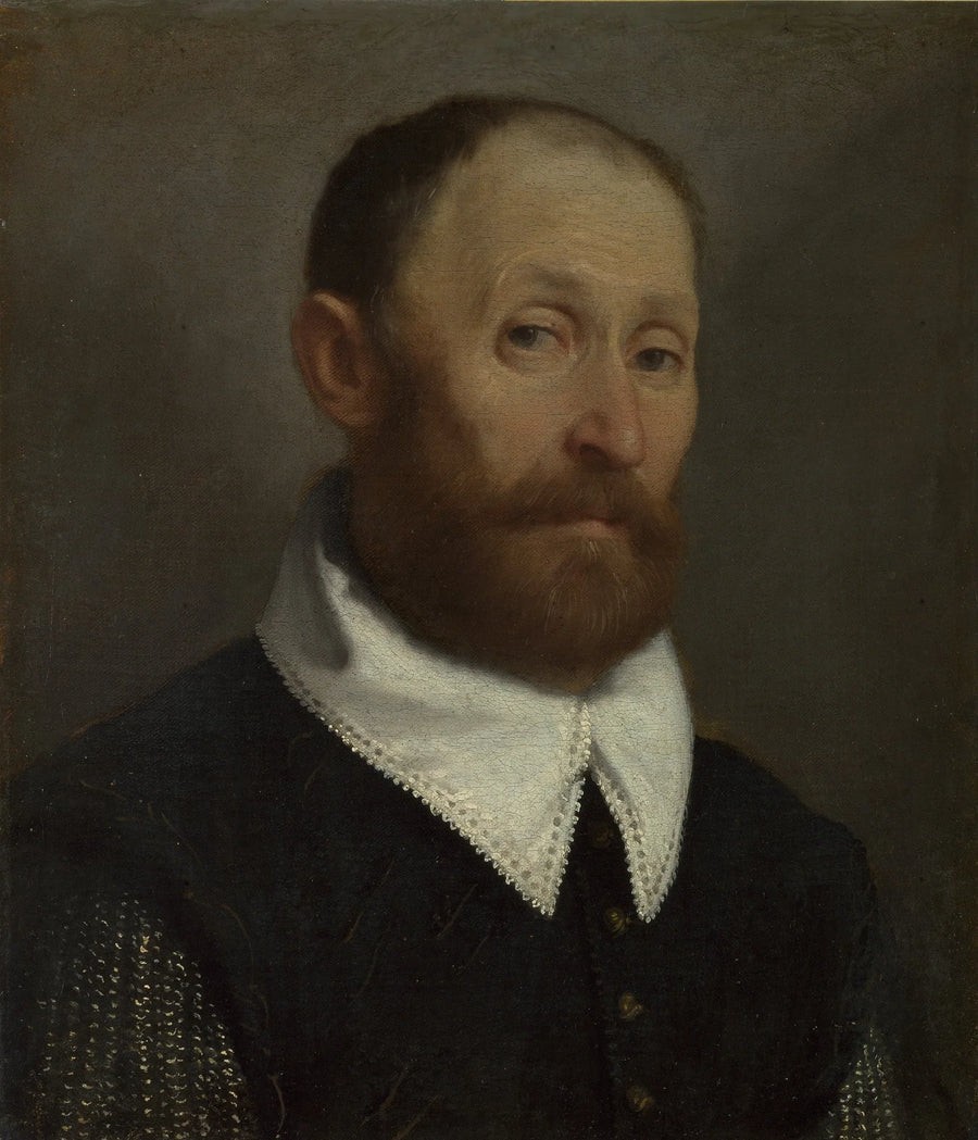 Porträtt av en man med upphöjda ögonbryn - Giovanni Battista Moroni