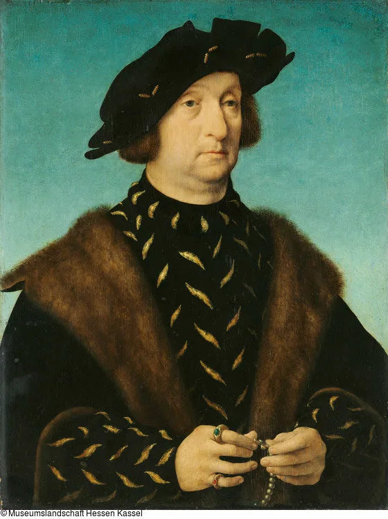 Porträtt av en man med ett rosenkrans - Joos van Cleve