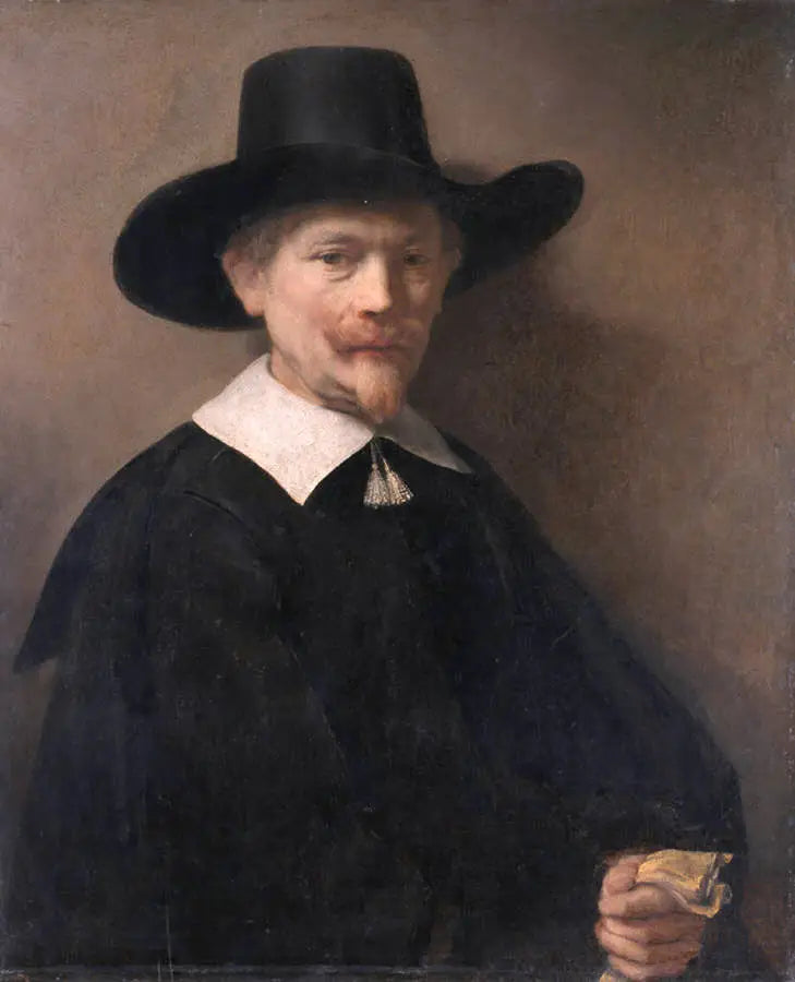 Porträtt av en man med handskar i handen - Rembrandt