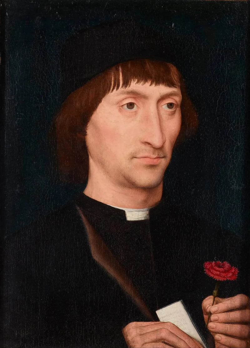 Porträtt av en man med en ros - Hans Memling