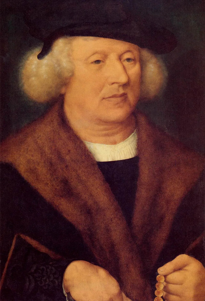 porträtt av en man med en svart keps - Joos van Cleve