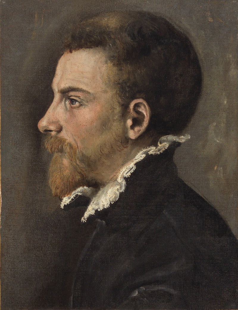 Porträtt av en skäggig man i profil - Annibale Carracci