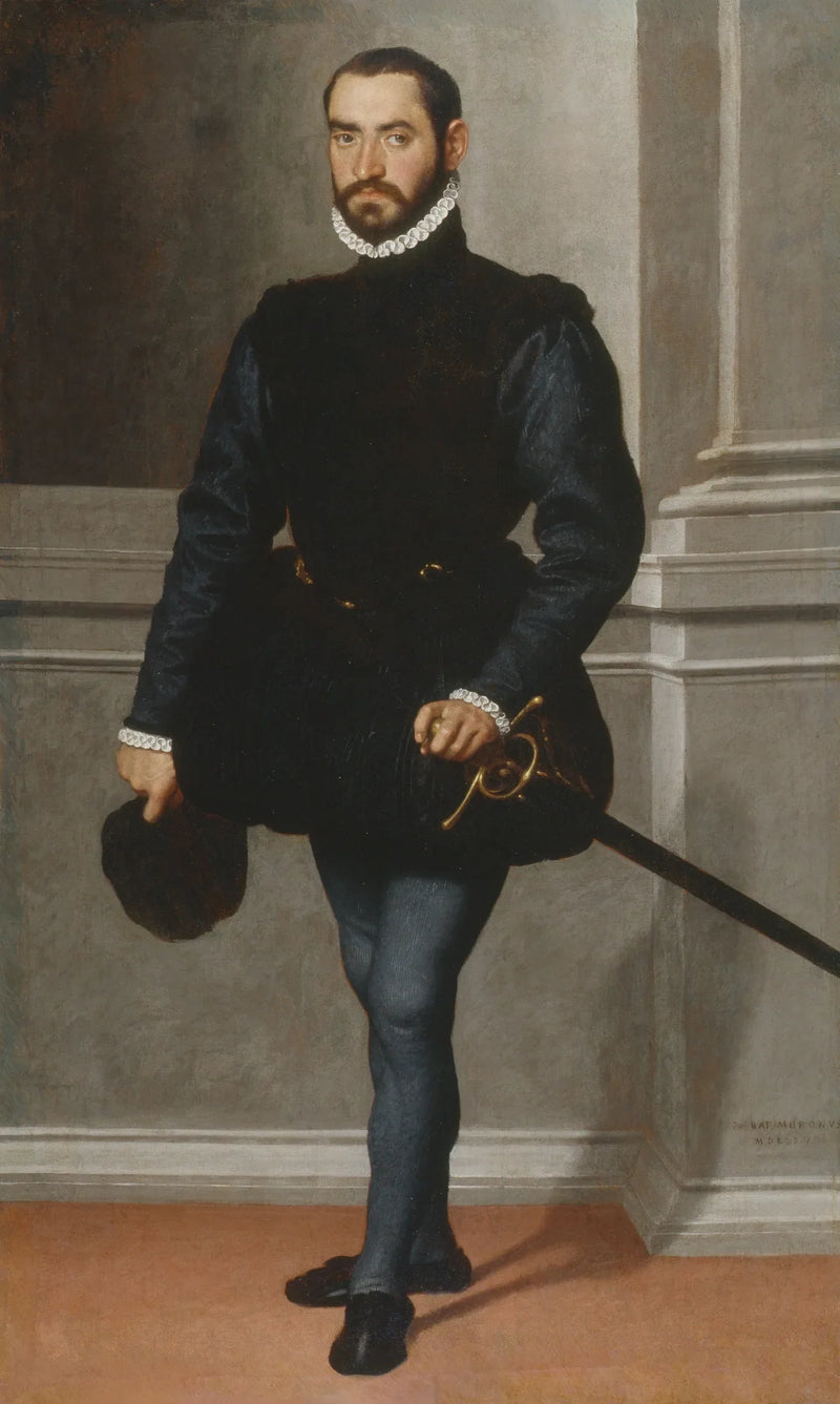 Porträtt av en skäggig man i svart - Giovanni Battista Moroni