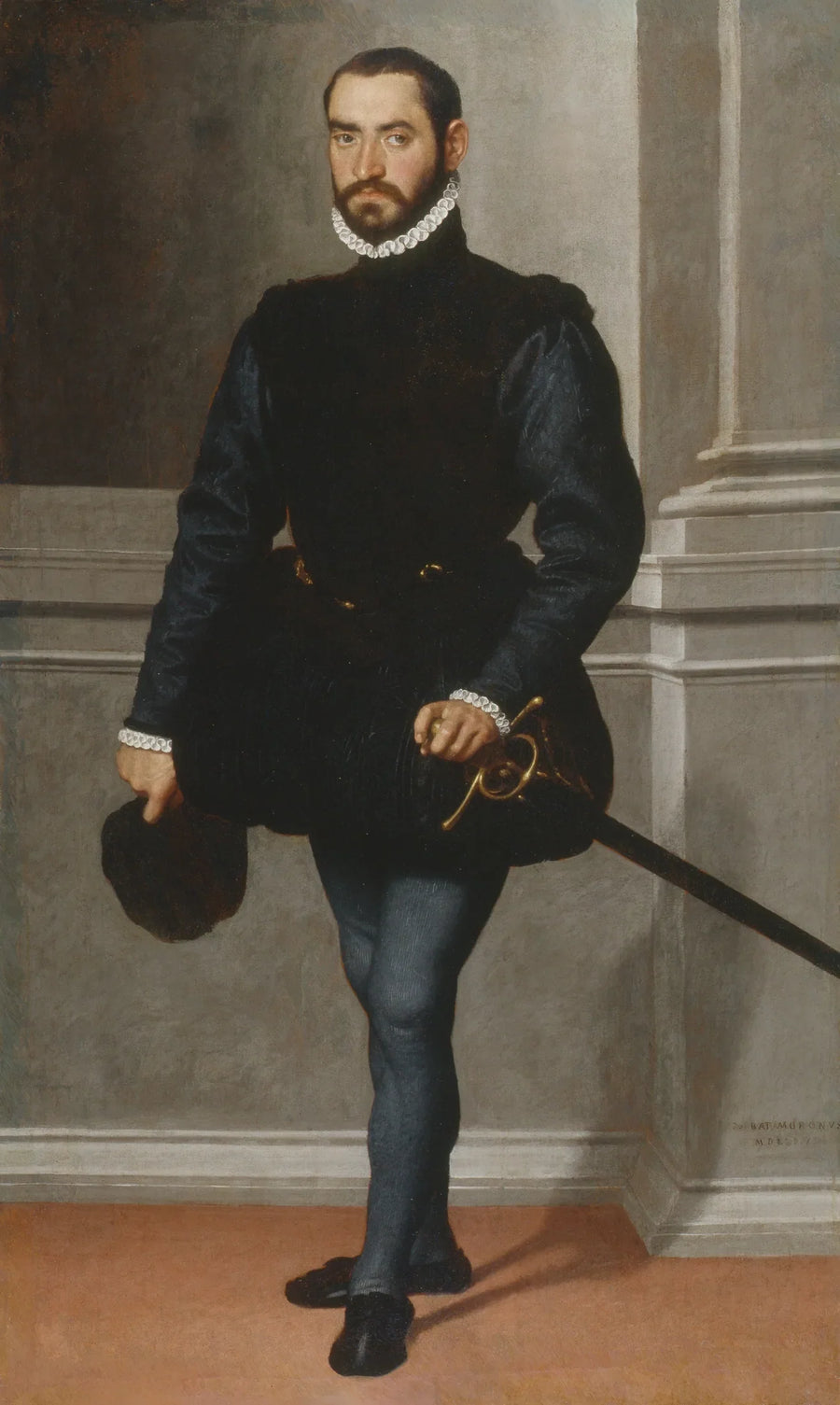 Porträtt av en skäggig man i svart - Giovanni Battista Moroni