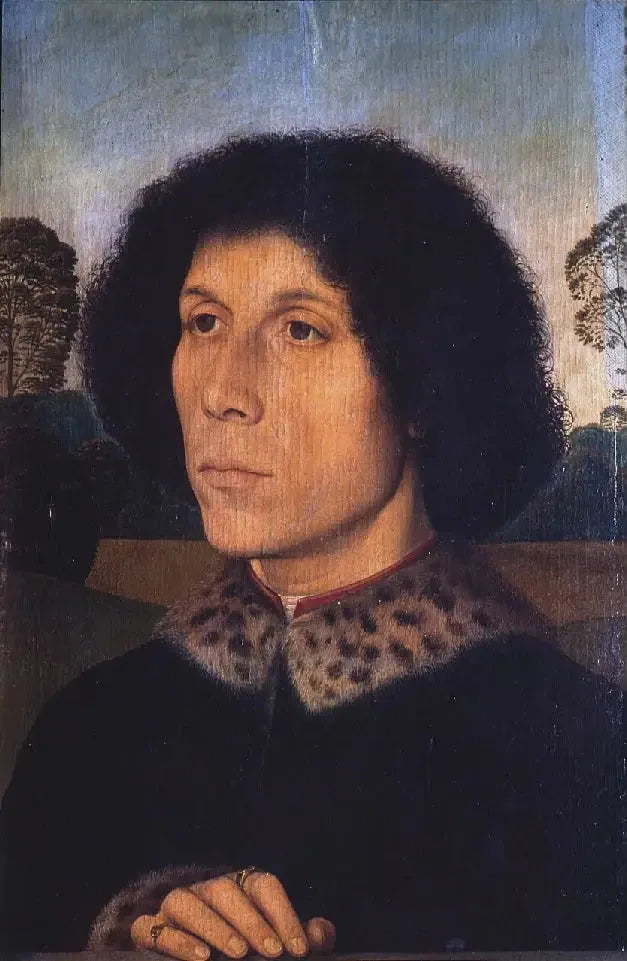 Porträtt av en man i landskap - Hans Memling