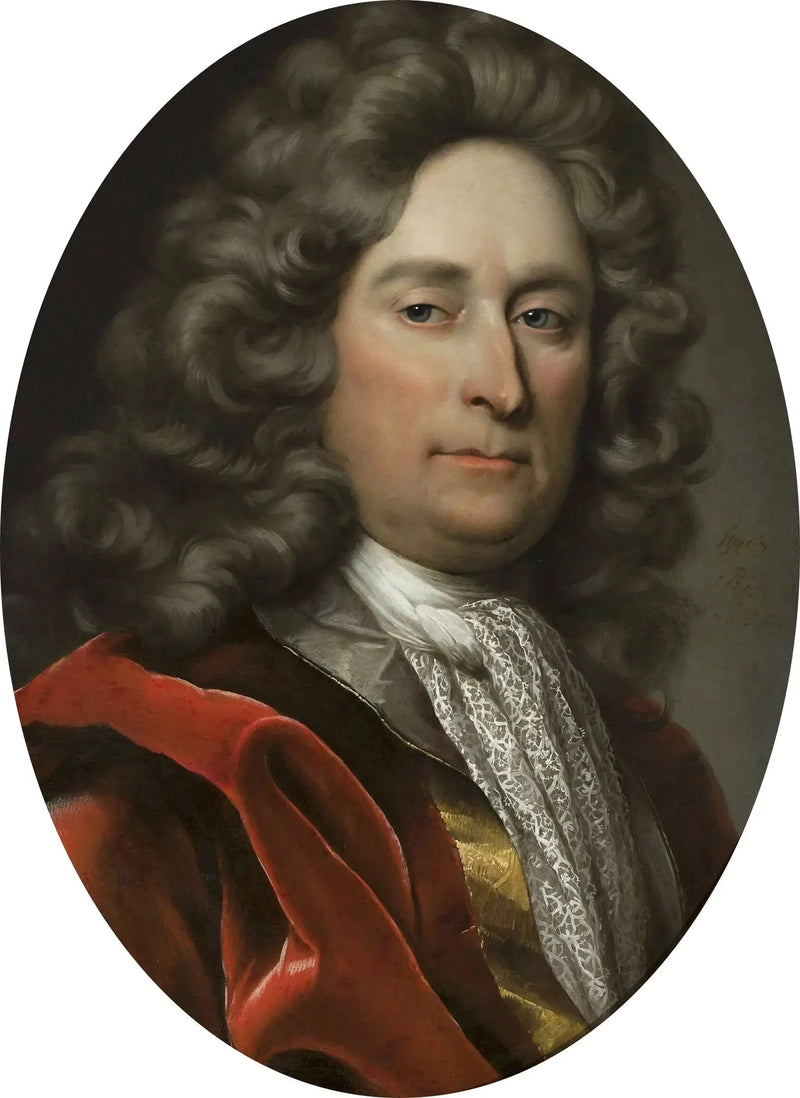 Porträtt av en man i peruk grå. - Hyacinthe Rigaud