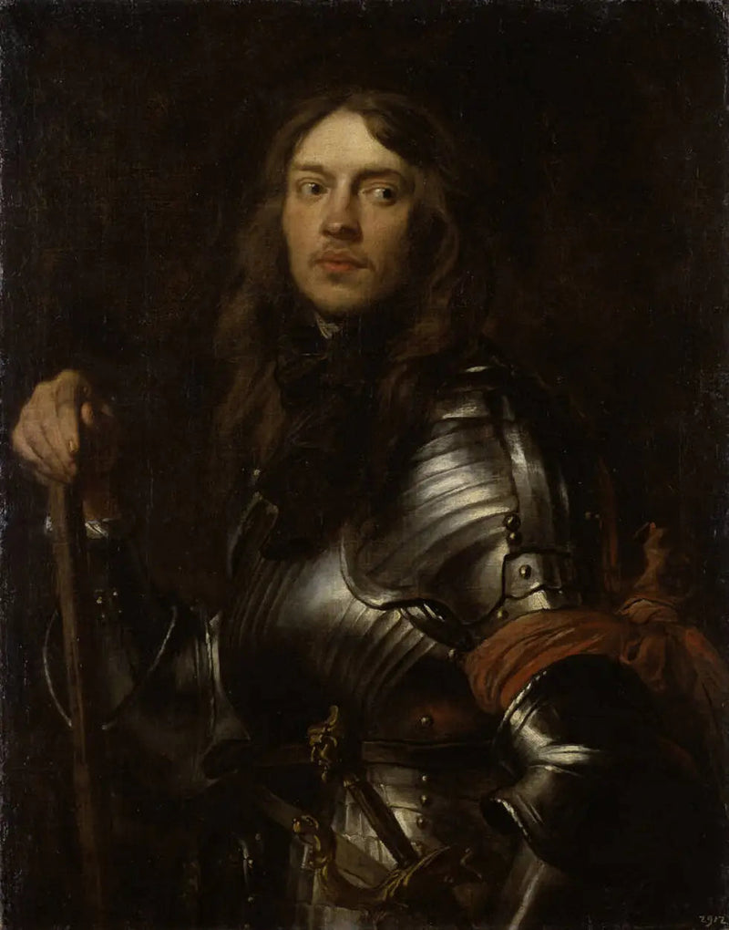 Porträtt av en man i rustning med en röd halsduk - Antoine van Dyck
