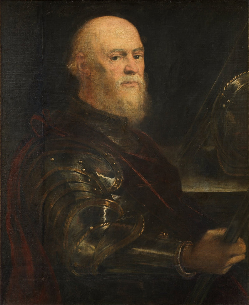 Porträtt av en man i rustning som håller kommando-staven, troligen Jan Amor Tarnowski - Jacopo Tintoretto