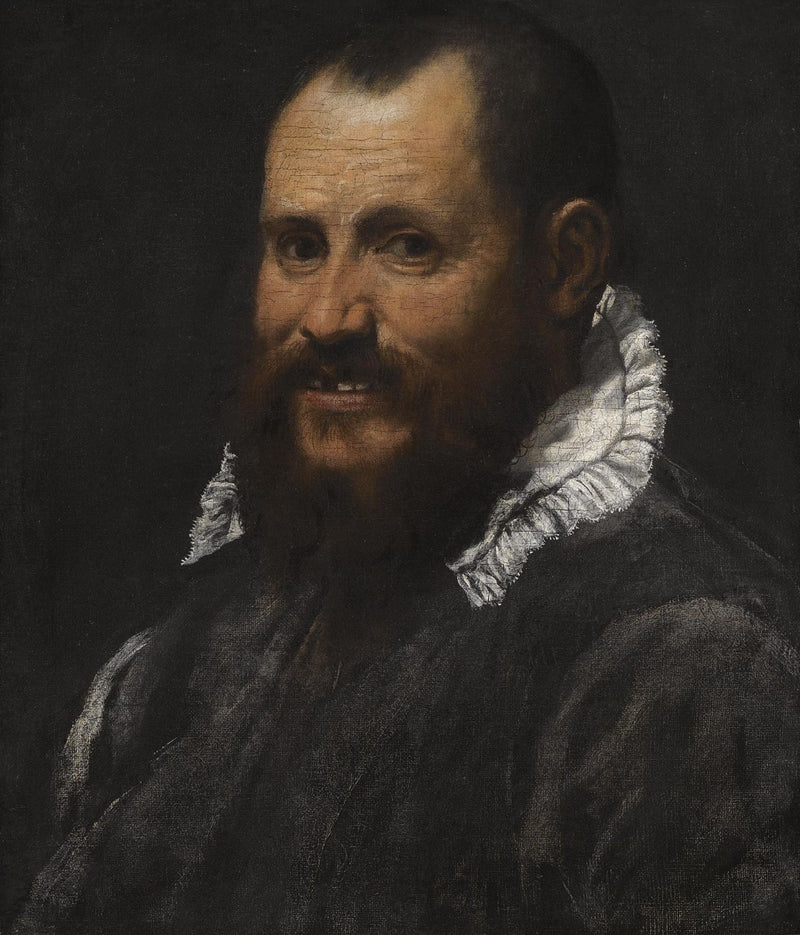 Porträtt av en man, i profil, i vit skjorta - Annibale Carracci