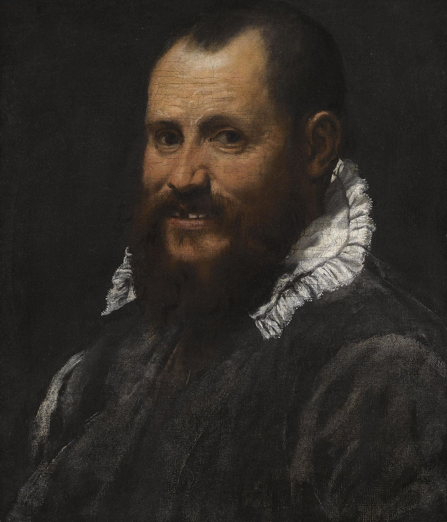 Porträtt av en man, i profil, i vit skjorta - Annibale Carracci