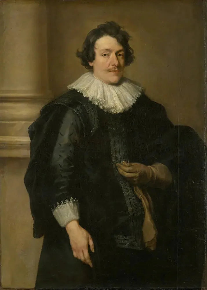 Porträtt av en man i svart framför en kolonn - Antoine van Dyck